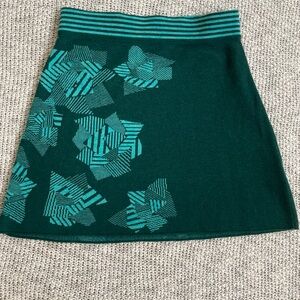Title Nine Super Power Merino Wool Blend Skirt Teal/Green Geometric XS